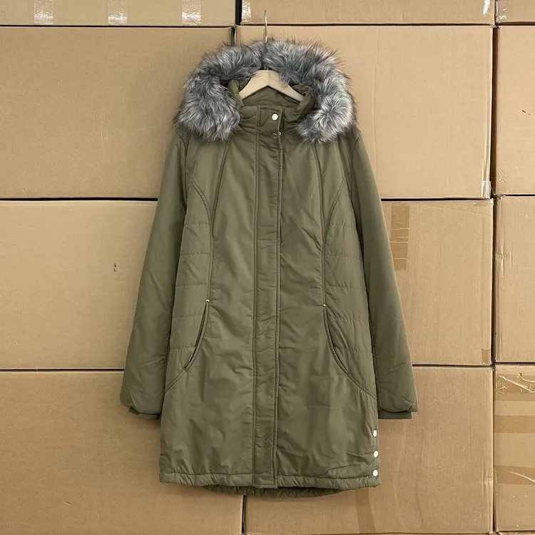 外贸沅货！！荷兰单 ！秋冬中长款保暖派克服毛领连帽棉衣女士棉服潮