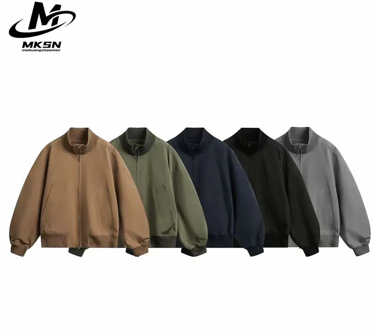 ACOK美式复古短款飞行夹克男宽松通勤日常工装立领夹克