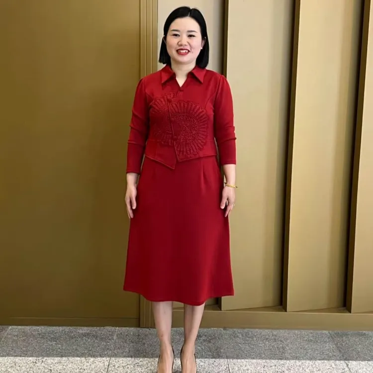 2025春季新款翻领连衣裙遮肉显瘦时尚洋气百搭中长款裙子