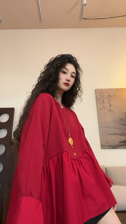 museguhui/木色古汇825115#拼接百搭休闲秋季设计感上衣
