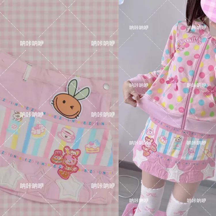 日系可爱甜美软妹少女亚文化小众女装女儿服半身裙短裙呐咔呐咿