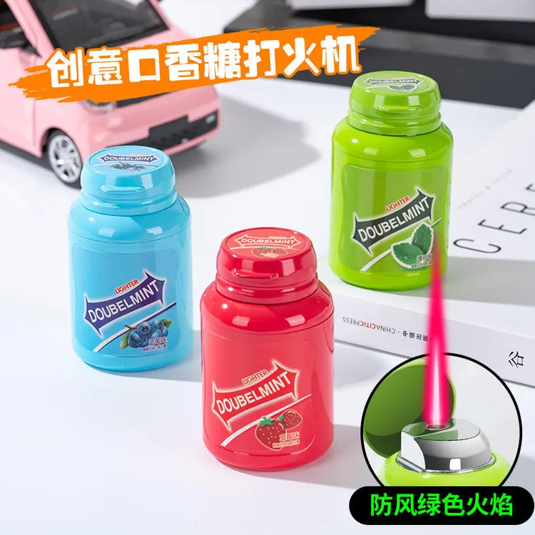 网红口香糖充气打火机稀奇古怪绿焰防风创意个性搞怪火机送男友潮
