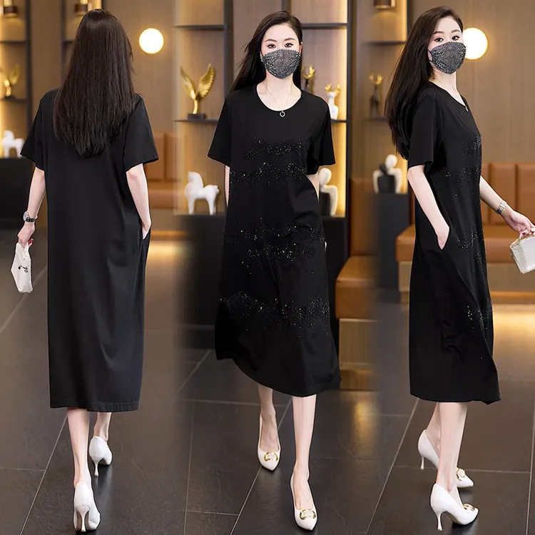 大码女装2025夏季新款休闲时尚连衣裙胖mm宽松遮肉显瘦气质裙子女