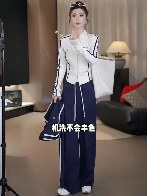 巨好看的运动套装女秋季显瘦气质收腰卫衣短外套阔腿裤休闲两件套