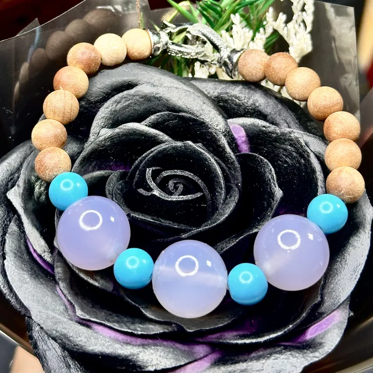 天然玉髓玛瑙紫罗兰12mm圆珠手串冰种显白手饰媲美翡翠手链女