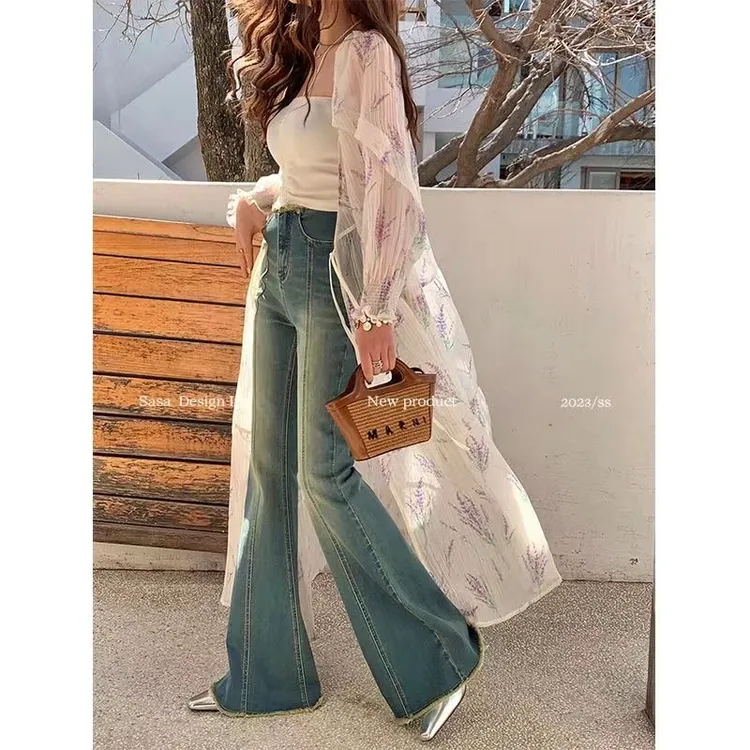 甜美温柔风碎花设计感长袖开衫裙女2025新款百搭宽松外搭防晒衫