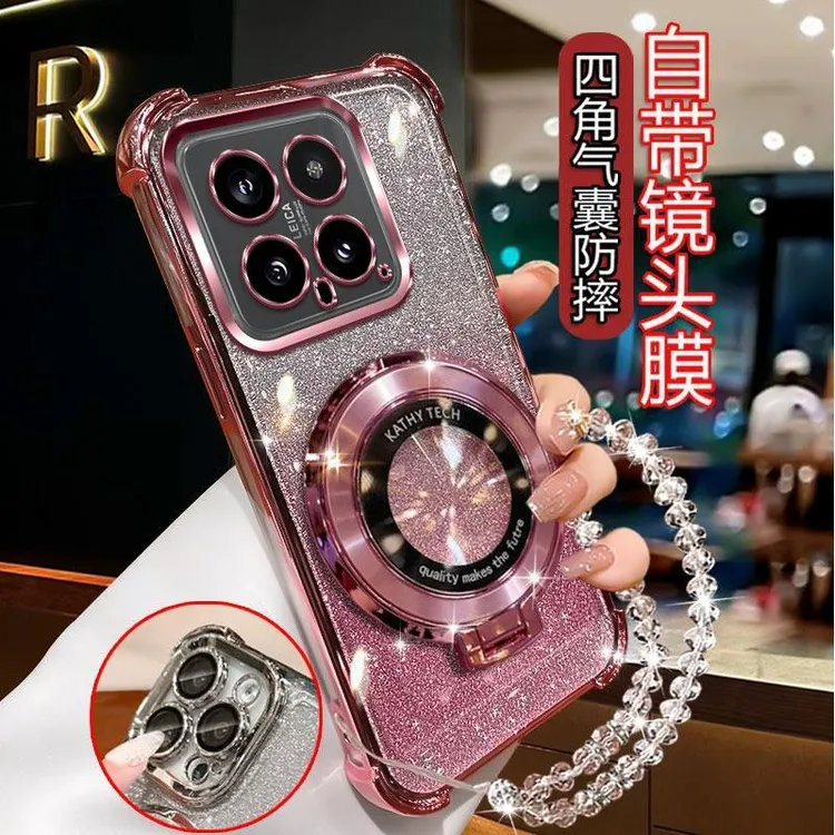 气囊防摔小米14手机壳23127PN0CC高质量镜头全包闪粉CD支架轻奢女