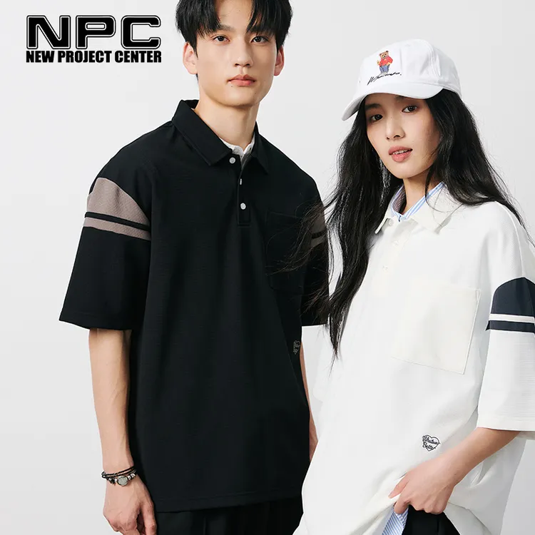 NPC潮牌袖子撞色条纹口袋POLO衫男爱心刺绣经典翻领舒适NP54TP31