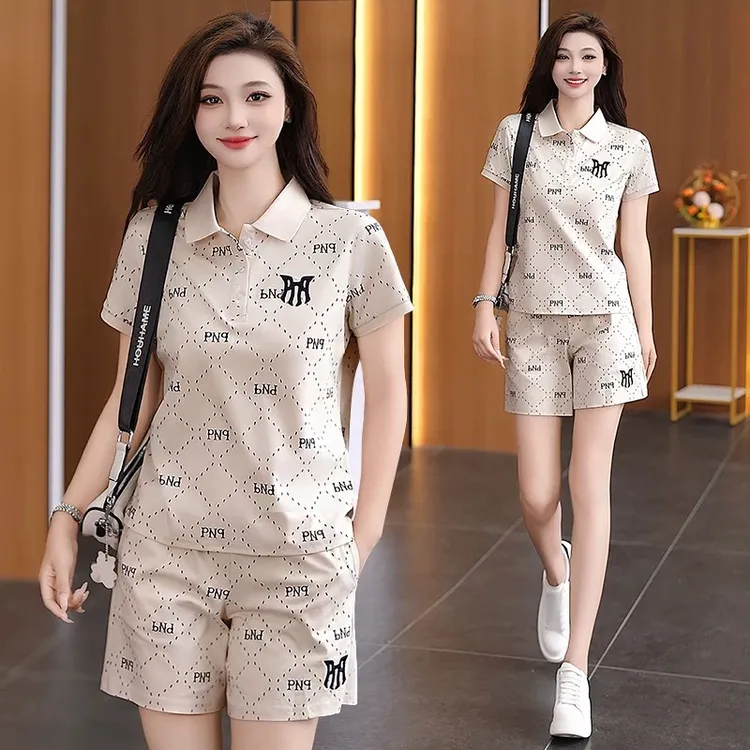 印花短袖短裤运动套装女夏季2025新款时尚洋气宽松大码休闲两件套