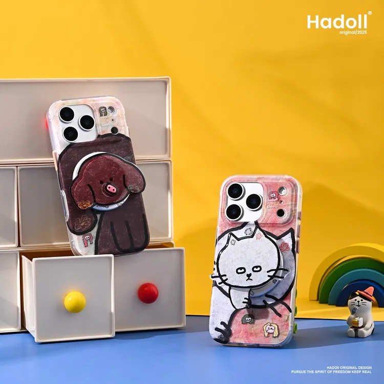 原创可爱狗高冷猫iPhone17promax磁吸手机壳高级感小众可爱插画