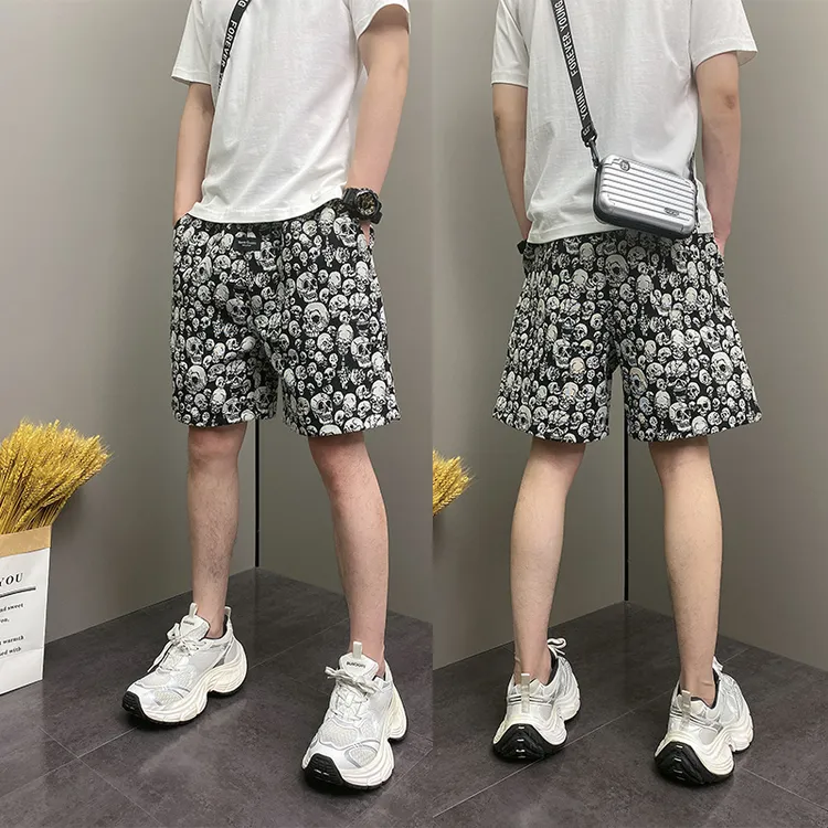 2025年夏季薄款潮流韩版痞帅宽松哈伦个性设计感DOEA休闲五分短裤