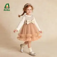 啊咪啦amil2025年秋季新款网纱氛围感女童连衣裙XQ5LY724