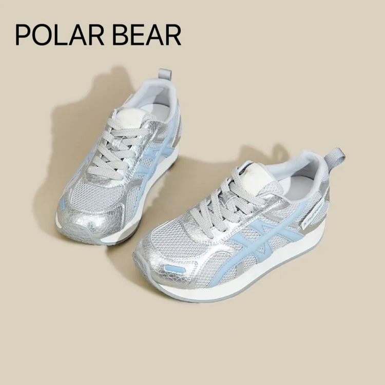 POLAR BEAR 软底德迅鞋女2025春新款复古百搭网面休闲运动鞋919