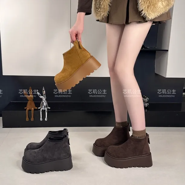小个子7cm增高厚底雪地靴女2025冬季加绒韩版百搭休闲时尚雪地靴