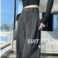【羊绒蚕丝+运费险】2025秋冬阔腿女裤休闲加厚绒直筒裤窄版毛呢裤