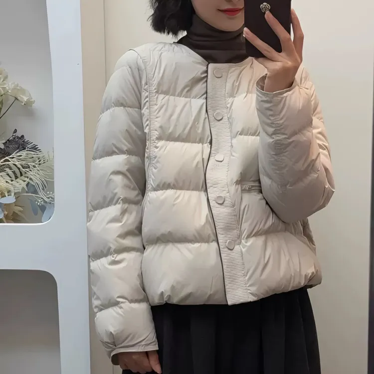 小个子轻便简约棉服女2025今年冬季新款时尚圆领宽松保暖短外套