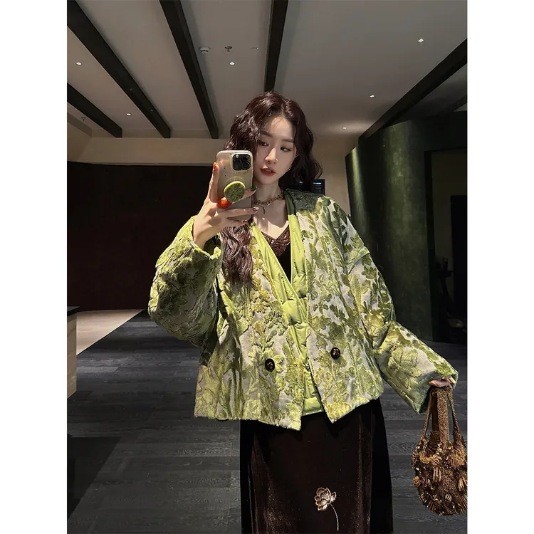 三吉黑花「9/28晚20点新品95折」【歌剧魅影】手绘提花割绒羽绒服