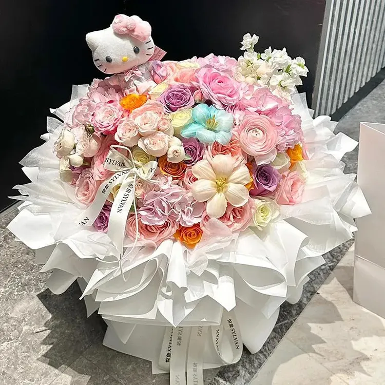 HelloKitty多巴胺花束99朵玫瑰花鲜花速递同城配送女友北京上海店