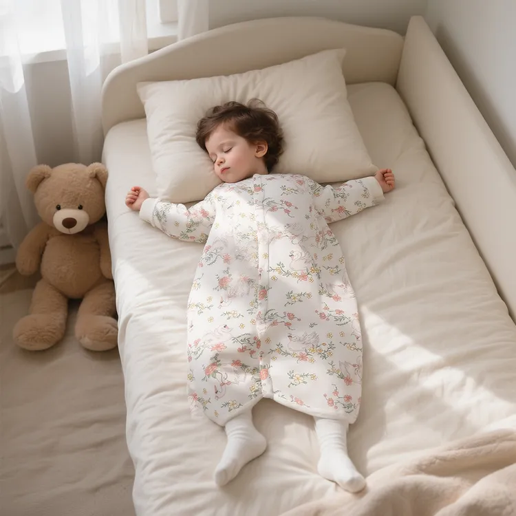 新生儿夹棉连体衣无骨A类睡袍婴儿纯棉睡袋春秋宝宝冬季保暖睡衣