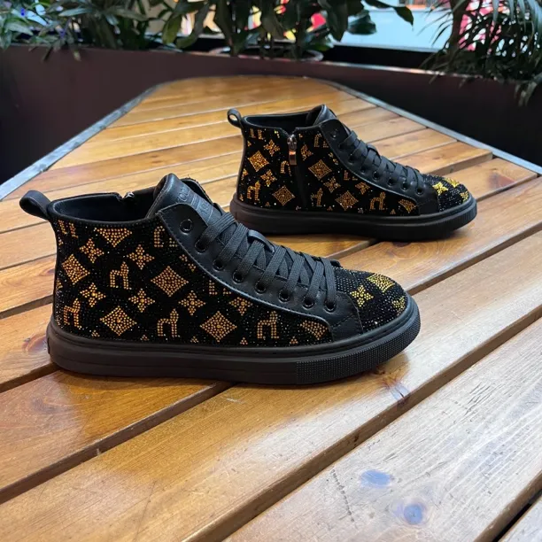 高帮鞋运动休闲鞋高帮休闲鞋潮流青年风板鞋拼色休闲风男款