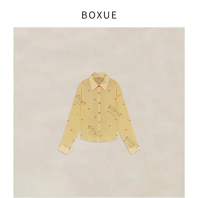 BOXUE“爱心衬衫”2025春款高级感爱心刺绣亚麻衬衫 #250402CS1518