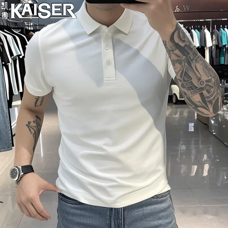 凯撒POLO衫男款夏季新款休闲商务短袖polo修身薄款翻领t恤半袖男