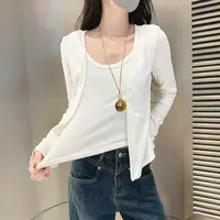 网红2025早秋假两件套设计感长袖女宽松显瘦气质减龄打底上衣8278