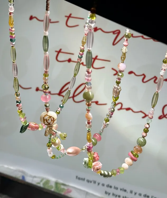 钛钢琉璃项链 孤品捷克琉璃项链锁骨链彩色小众配饰可爱饰品颈链
