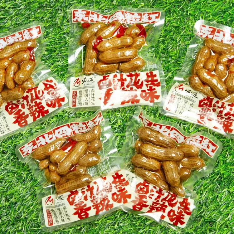 必迈卤汁花生水煮花生卤味花生卤花生真空包装开袋即食东北四粒红