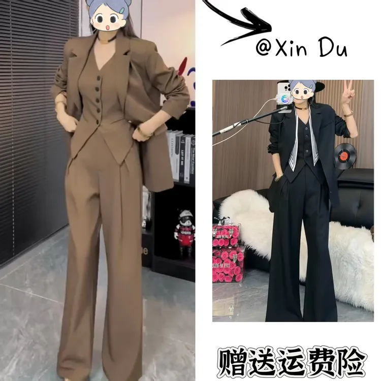 2025秋季新款时尚显瘦气质女士网红洋气三件套百搭款D22331