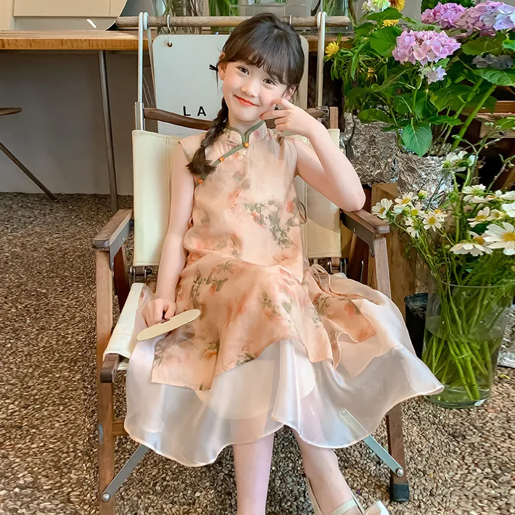 女童汉服连衣裙新中式儿童旗袍公主裙夏装2025新款女孩超仙背心裙