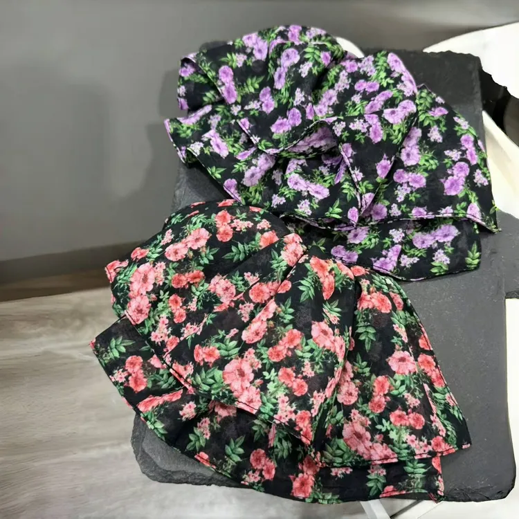 韩国新款印花布艺发夹女弹簧夹头花发卡半扎发顶夹发饰马尾夹头饰