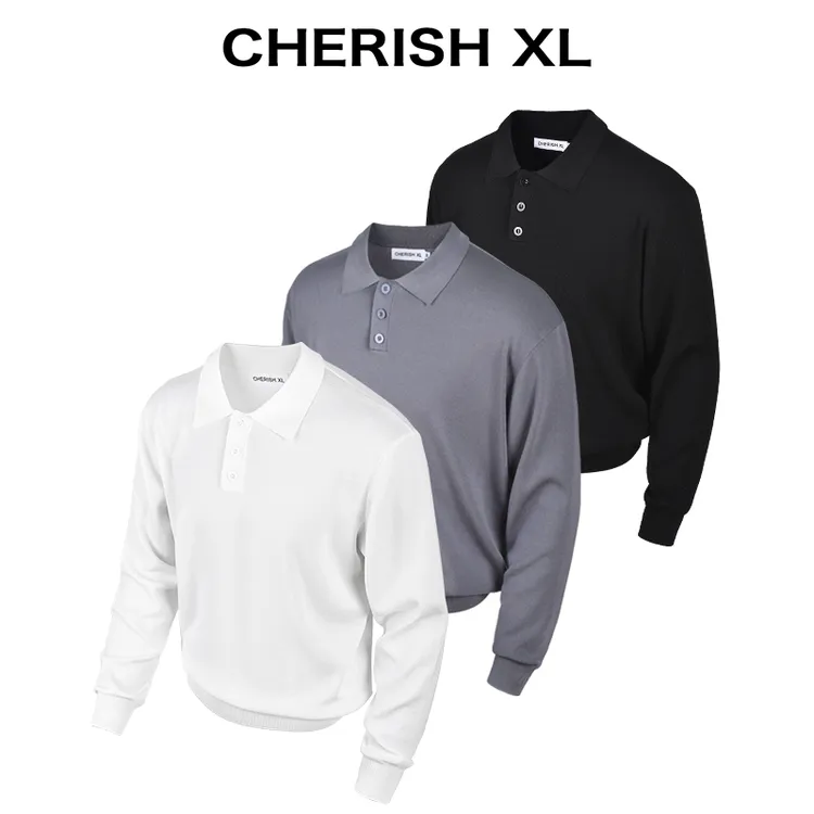 CHERISH XL【重磅380g】老钱新贵/透气抗皱/ 针织长袖polo衫男款T恤
