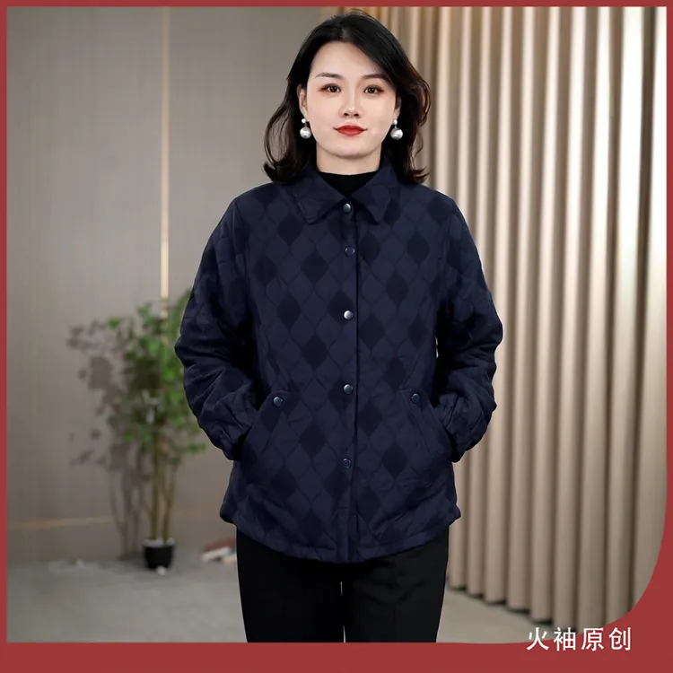 火袖G1856中老年时尚外套女秋冬新款百搭洋气保暖短款妈妈装外搭