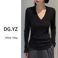 【樱子家】2959F新款小众气质V领套头修身显瘦上衣