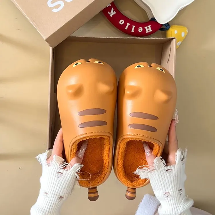 See.u原创可爱加菲猫防水棉拖鞋女秋冬季2025新款居家室内保暖包