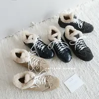 【Jellykk】4cm运动风系带冬季加绒博主甜酷设计师款圆头百搭毛毛鞋