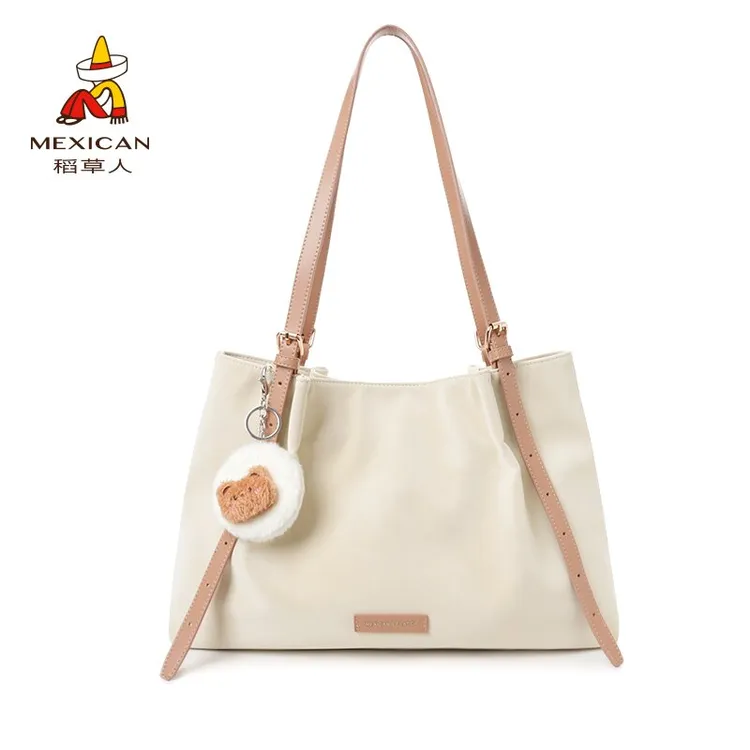 稻草人2025换季新款拉链百搭耐刮ins时尚斜跨双根肩包耐磨托特包