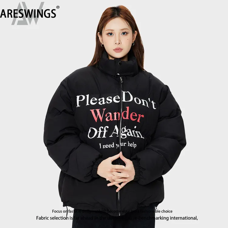 ARESWINGS冬季美式字母简约百搭加厚棉服外套男女重磅小众ins上衣