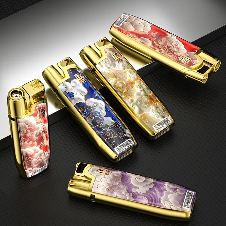 创意斜打金属防风蓝焰可充气定制打火机高颜值耐用