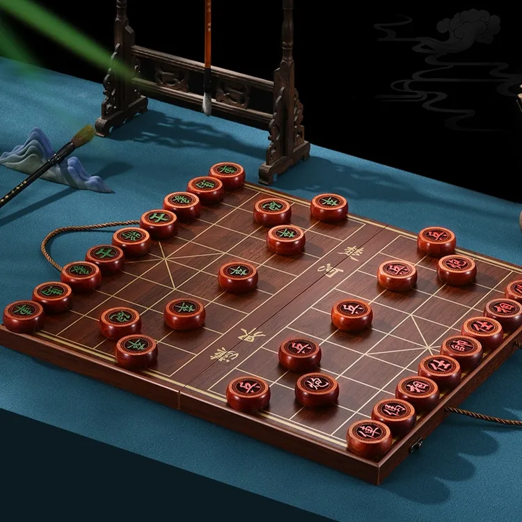 H5红花梨高档红木中国象棋大号折叠棋盘成人套装适合送长辈