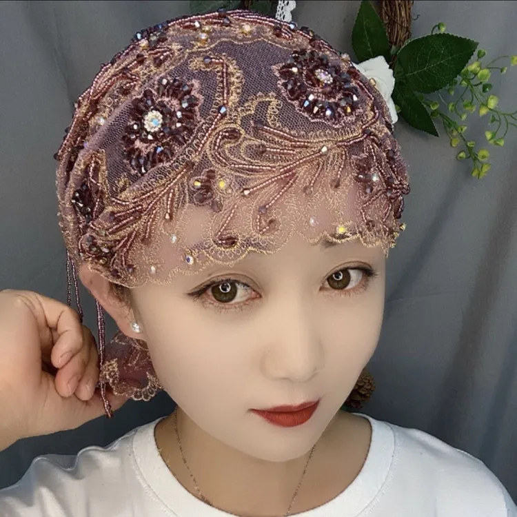 鱼尾流苏帽包头帽帽子2025新款蕾丝包头爆款网红洋气头巾鱼尾帽女