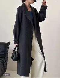 网红气质西装领插肩羊毛大衣027