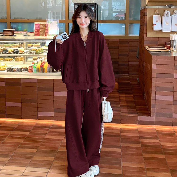 韩系休闲运动套装女春秋慵懒风宽松显瘦时尚减龄卫衣阔腿裤两件套