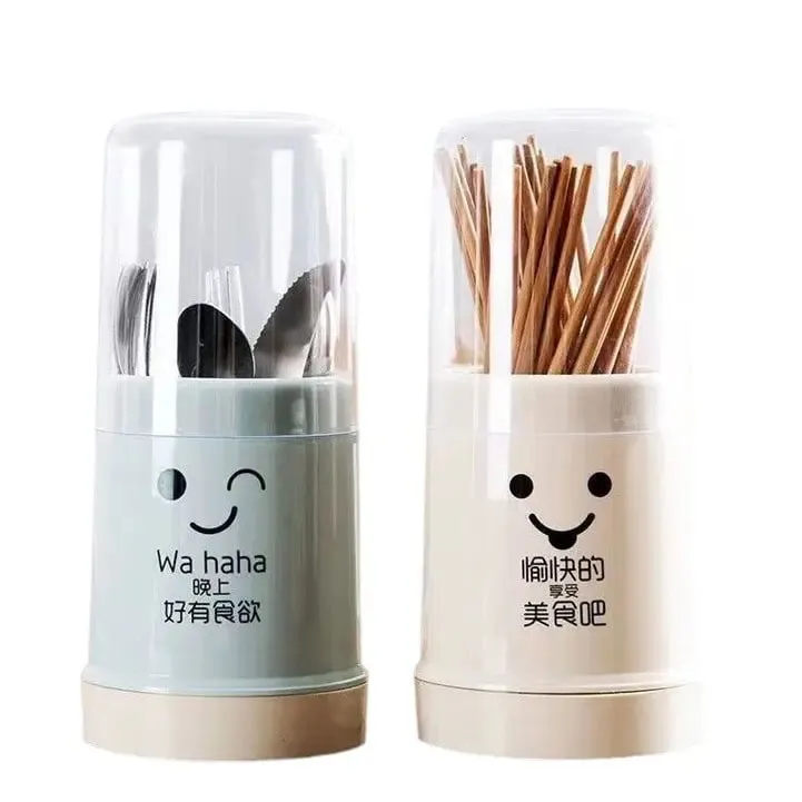 拆卸防尘筷子筒多功能防霉餐具沥水筷筒收纳架筷子架带盖卡通