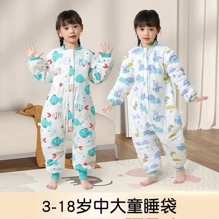 潮走中大童睡袋儿童春夏冬款小学生分腿睡袋宝宝防踢被神器四季通
