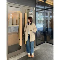 HEIHEI【威尼斯】极简风莱赛尔天丝＋棉复古撞色翻领中长款风衣外套