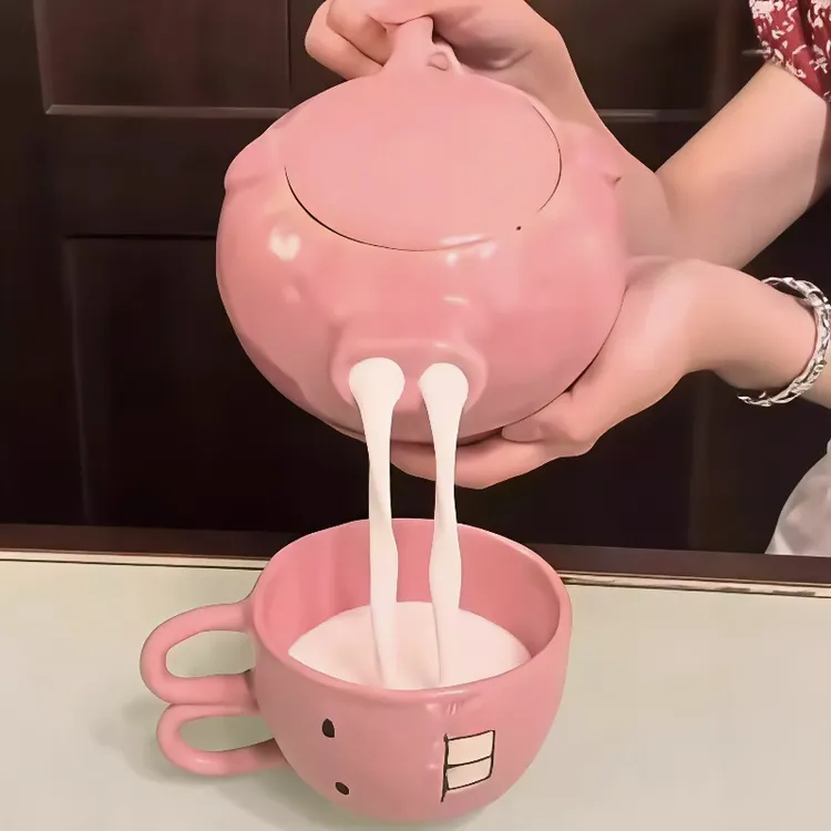 有趣水杯猪头茶具搞笑猪鼻子流水茶壶小猪陶瓷水壶送闺蜜整蛊礼物