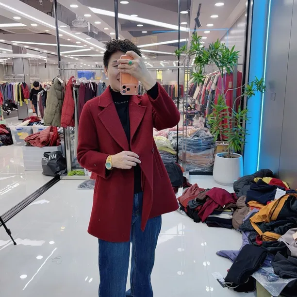 韩货双面绒中长款2色西装外套82536爱你