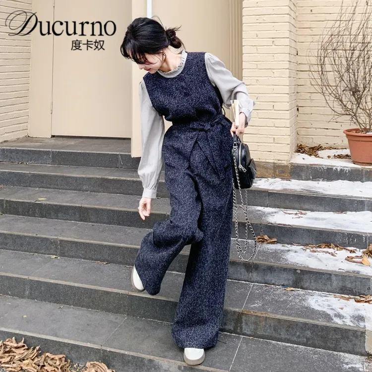 高级感小香风马甲阔腿裤三件套女2025秋季法式气质千金感穿搭套装